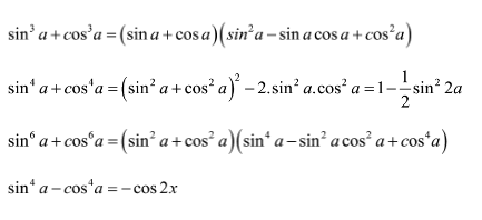 Các công thức kết hợp với các hằng đẳng thức đại số