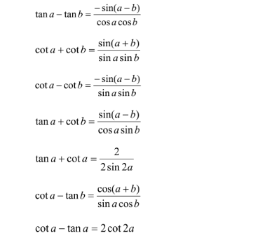 Công thức liên quan đến tổng và hiệu các giá trị lượng giác
