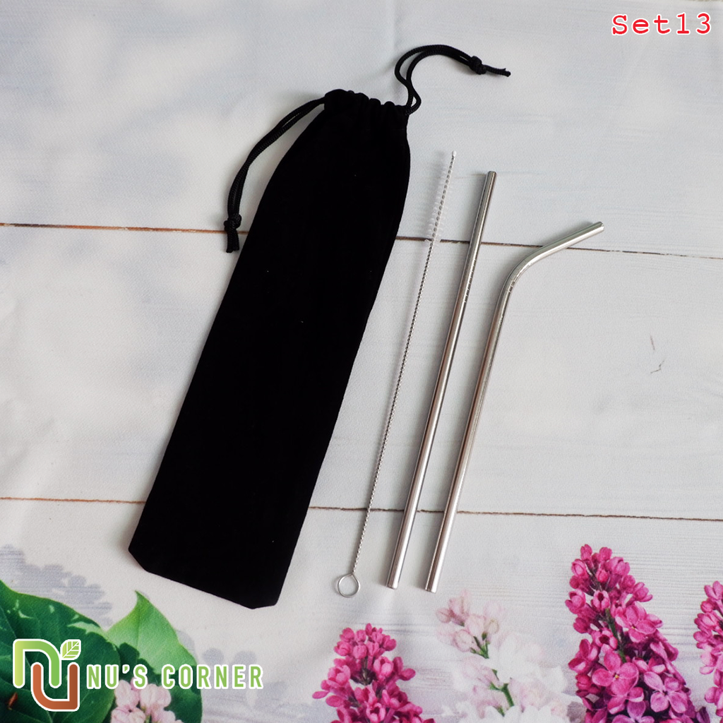 SET 13 - Set ống hút inox đặc biệt Bảo Vệ Môi Trường Size Thường