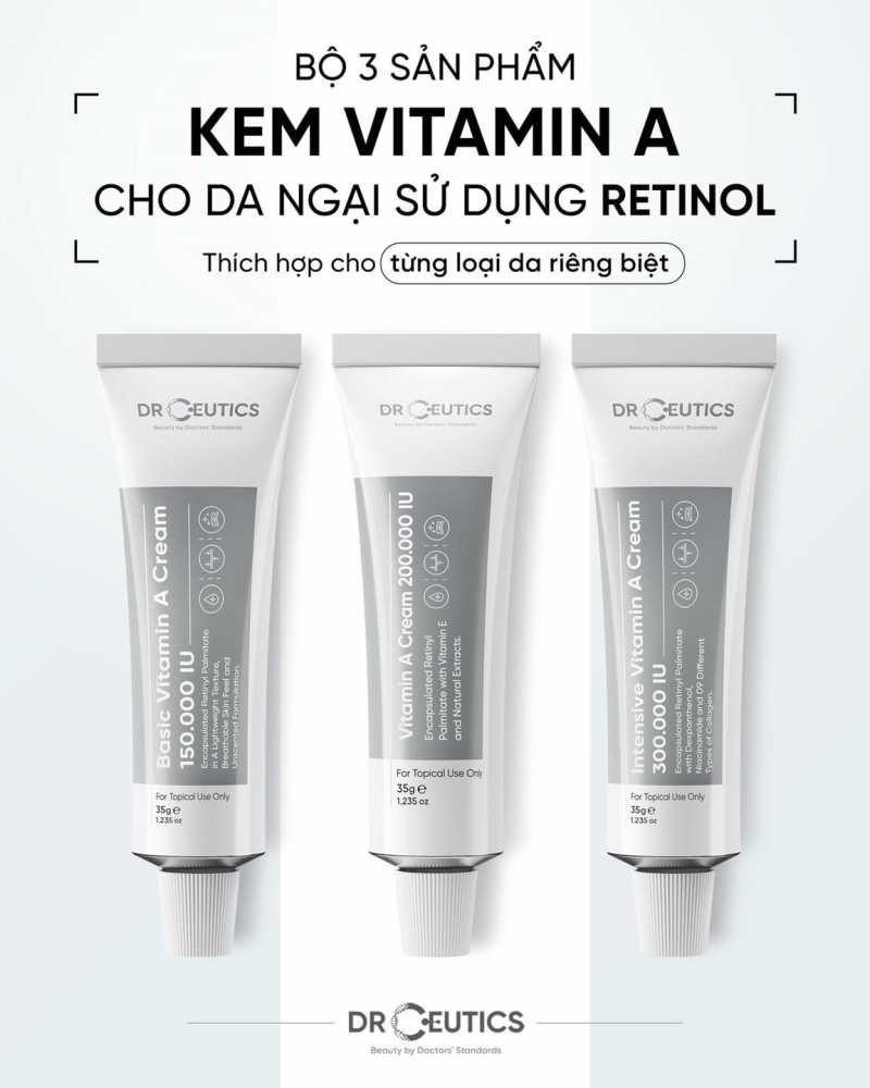 Kem Dưỡng Cải Thiện Nếp Nhăn, Dành Cho Da Dầu DrCeutics Basic Vitamin A Cream 150.000 IU