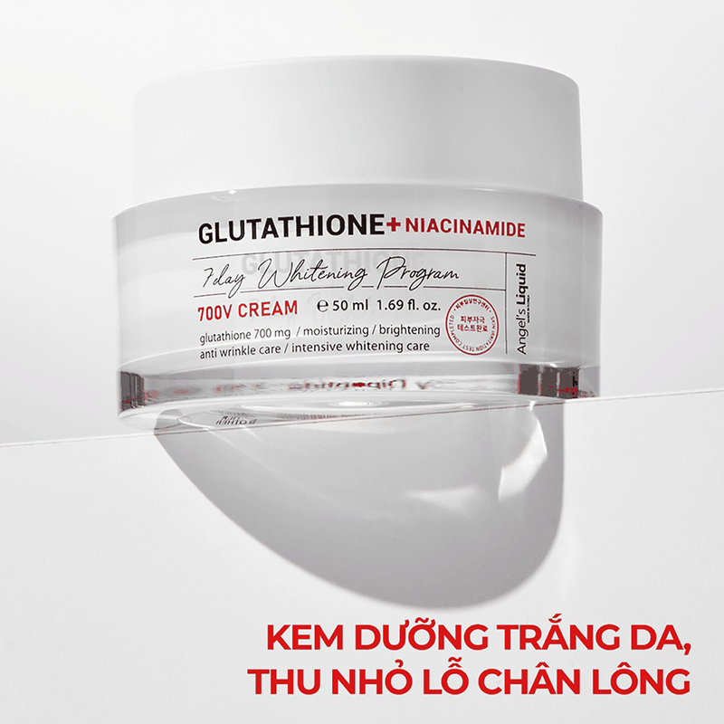 Kem Dưỡng Hỗ Trợ Dưỡng Trắng Angel's Liquid Glutathione + Niacinamide 7Day Whitening Program 700 V-Cream 50ml
