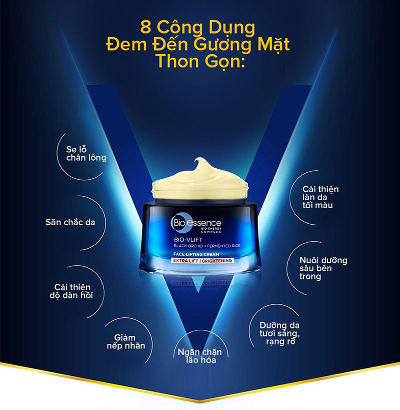 Kem Dưỡng Nâng Cơ Giúp Da Đàn Hồi Căng Mịn Bio-essence Bio-Vlift Face Lifting Cream 45g