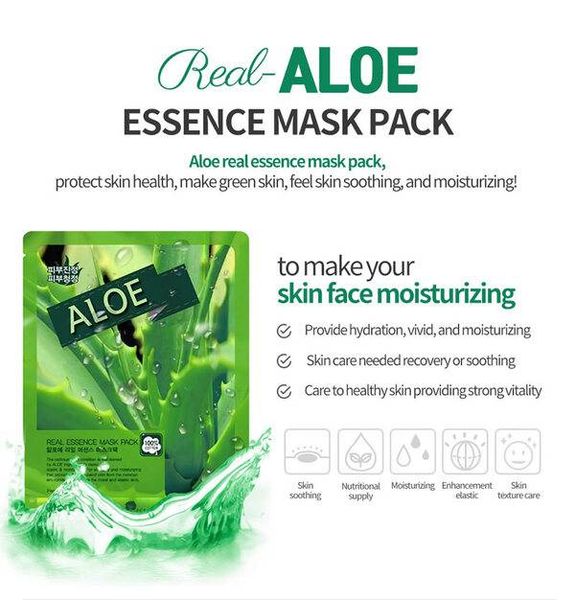 Mặt nạ Aloe Real Essence Mask Pack chứa chiết xuất lô hội