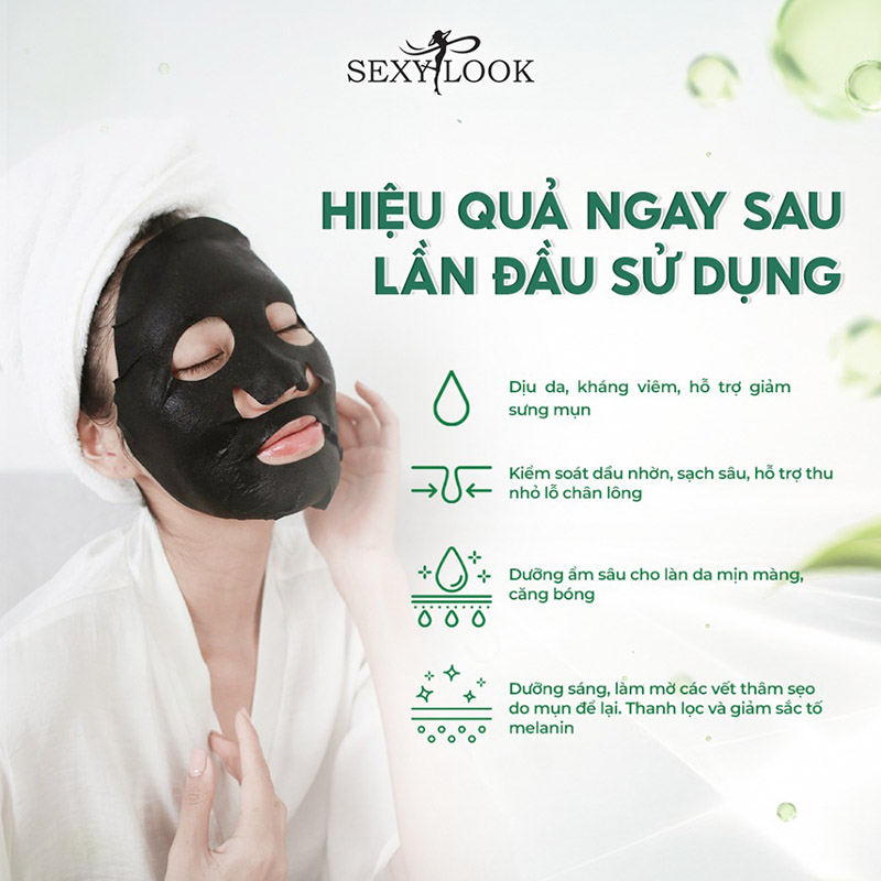 Mặt Nạ Tràm Trà Trị mụn, Kháng Viêm Sexylook Tea Tree Anti Blemish Black Facial Mask 28ml