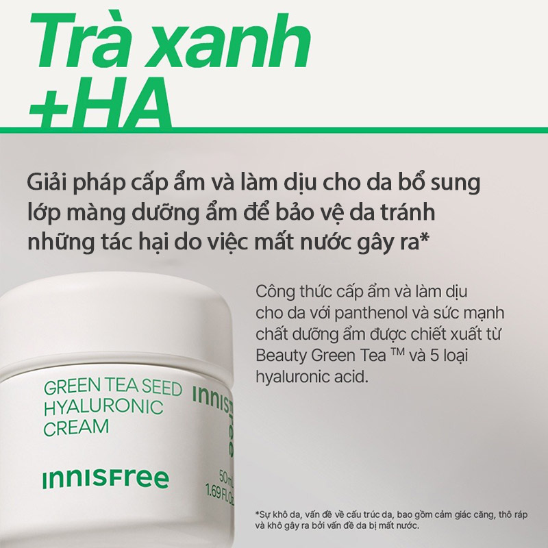 Kem Dưỡng Ẩm Trà Xanh Innisfree Green Tea Seed Hyaluronic Cream 15ml