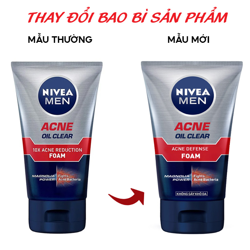 Sữa Rửa Mặt Dành Cho Nam Nivea Men Acne Oil Clear 10X Acne Reduction