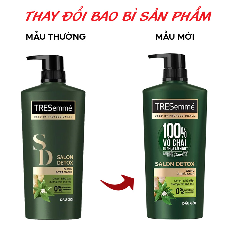 [640g] Dầu Gội Detox Tóc Chắc Khỏe Chiết Xuất Gừng Và Trà Xanh TRESemmé Salon Detox Shampoo