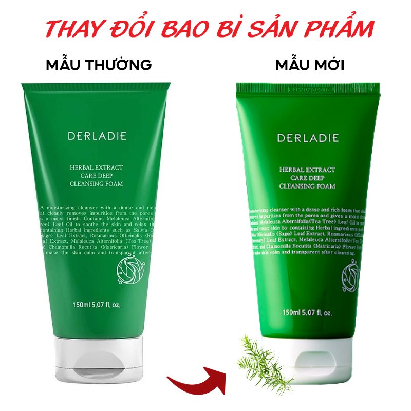 Sữa Rửa Mặt Tràm Trà Sạch Sâu, Kiềm Dầu Derladie Herbal Extract Care Deep Cleansing Foam 150ml
