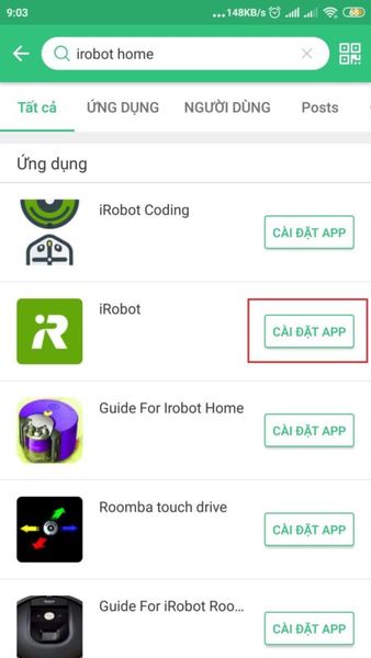 iRobot Home trên điện thoại Android
