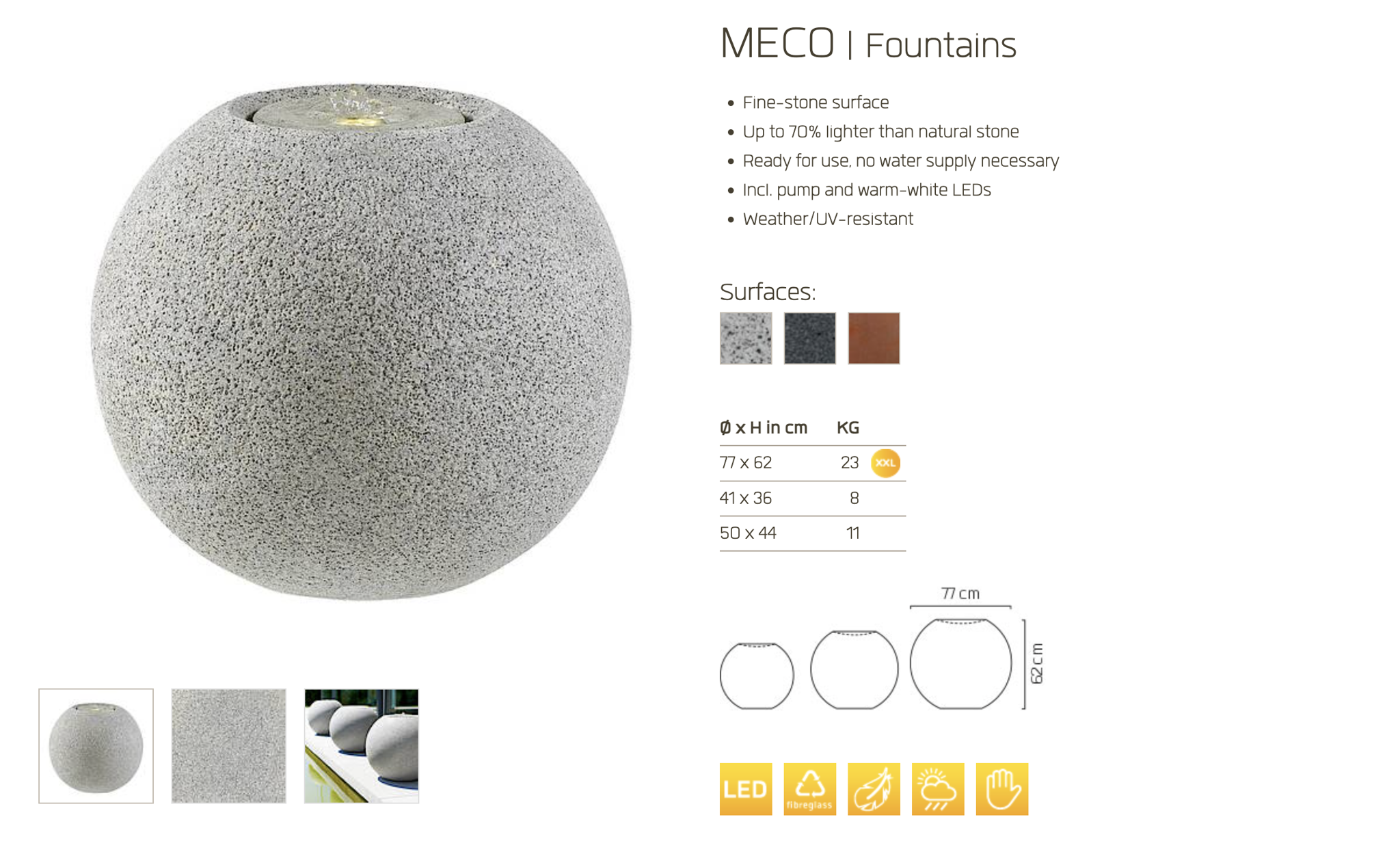 Đài phun nước composite MECO (Màu đá Naturelite)