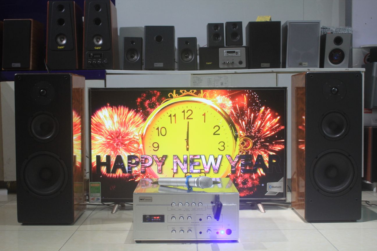 Dàn karaoke cao cấp V385 hát karaoke hay như quán (amly karaoke A1200 + 02 loa cây v385)