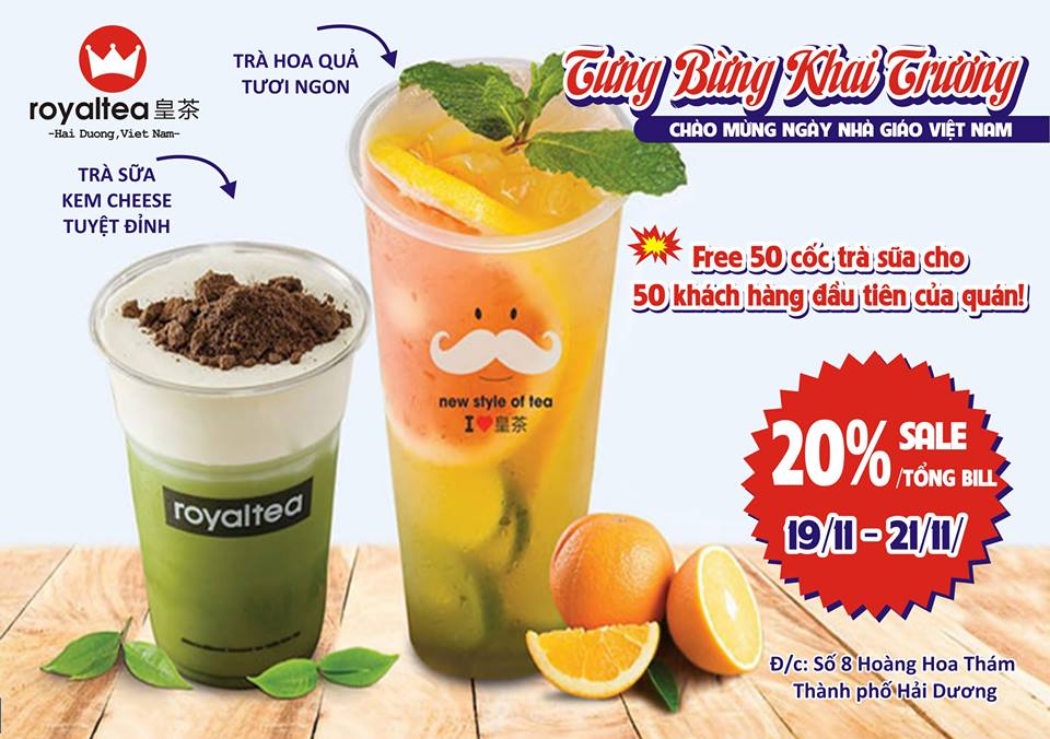 Royal Tea khai trương rực rỡ tại số 8 Hoàng Hoa Thám. Hải Dương