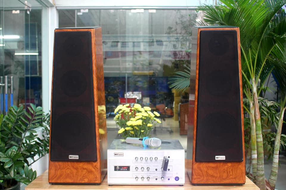 Dàn âm thanh V360 (amly karaoke A1200 + 02 loa cây V360) chuyên hát karaoke gia đình