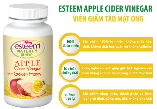 vien uong giam can giam tao esteem apple cider vinegar 60 vien