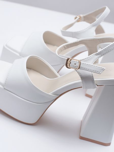 giày đế đúp platform sandal cao gót 12cm trắng