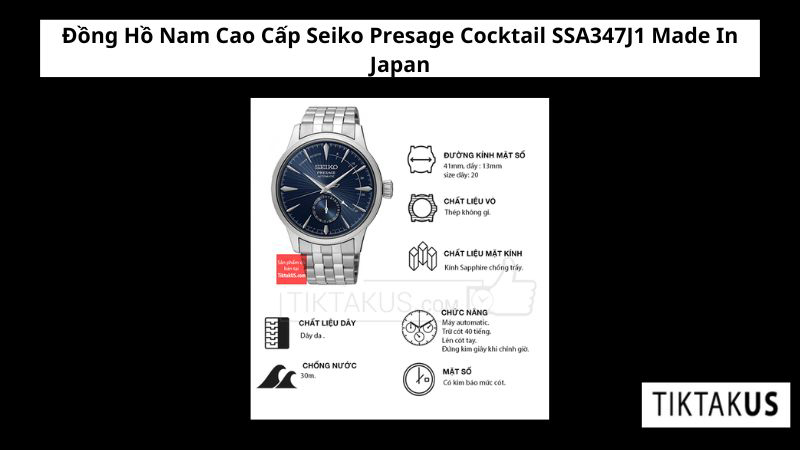 Đồng Hồ Nam Cao Cấp Seiko Presage Cocktail SSA347J1 Made In Japan
