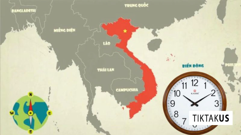 Việt Nam nằm ở kinh tuyến số 7, thuộc múi giờ số 7 (GMT +7)