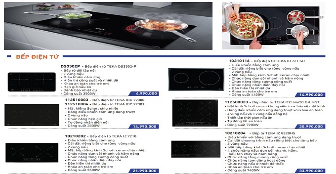 Catalogue sản phẩm cùng loại bếp điện từ Teka