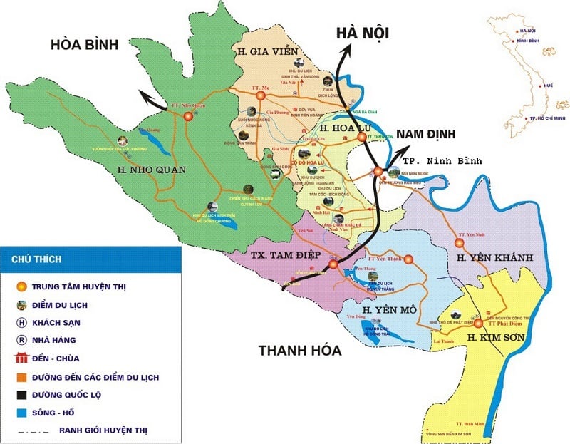 CẬP NHẬT bản đồ du lịch Ninh Bình mới nhất 2019 cho du khách