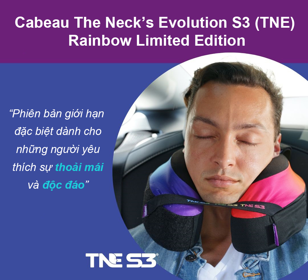 Gối chữ u đi máy bay cao cấp Cabeau The Neck’s Evolution S3 (TNE) Rainbow Limited Edition phiên bản giới hạn