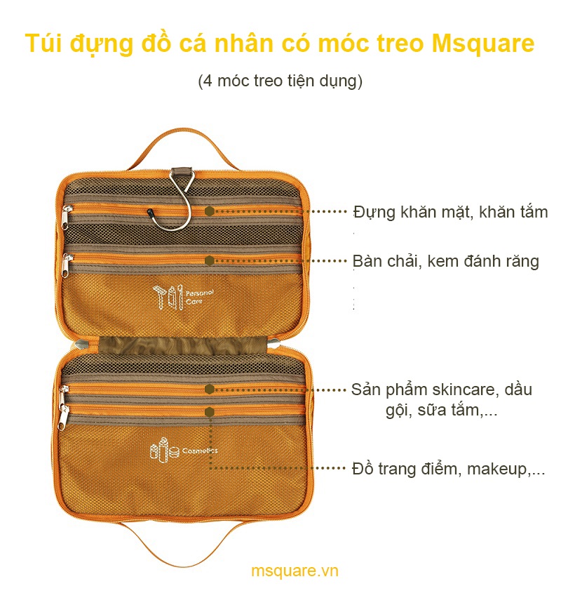 Túi đựng đồ cá nhân có móc treo msquare