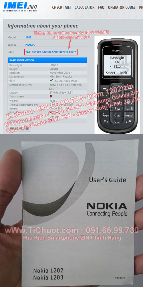 wWw.TiChuot.Com - Nokia 1202 ZIN Cty chuông iPhone tem Petro like new- Cách phân biệt máy ZIN & FAKE - 3