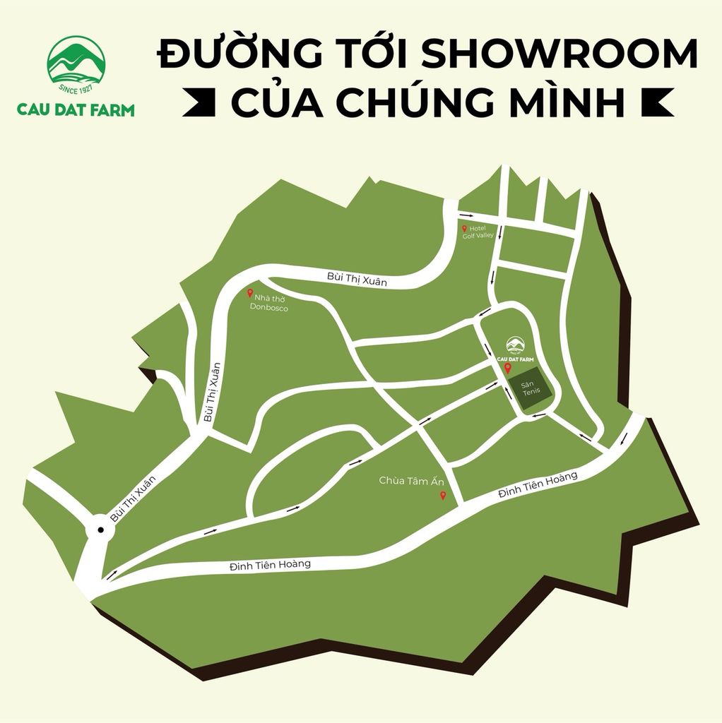 HƯỚNG DẪN ĐƯỜNG ĐI ĐẾN SHOWROOM CẦU ĐẤT FARM TẠI ĐÀ LẠT