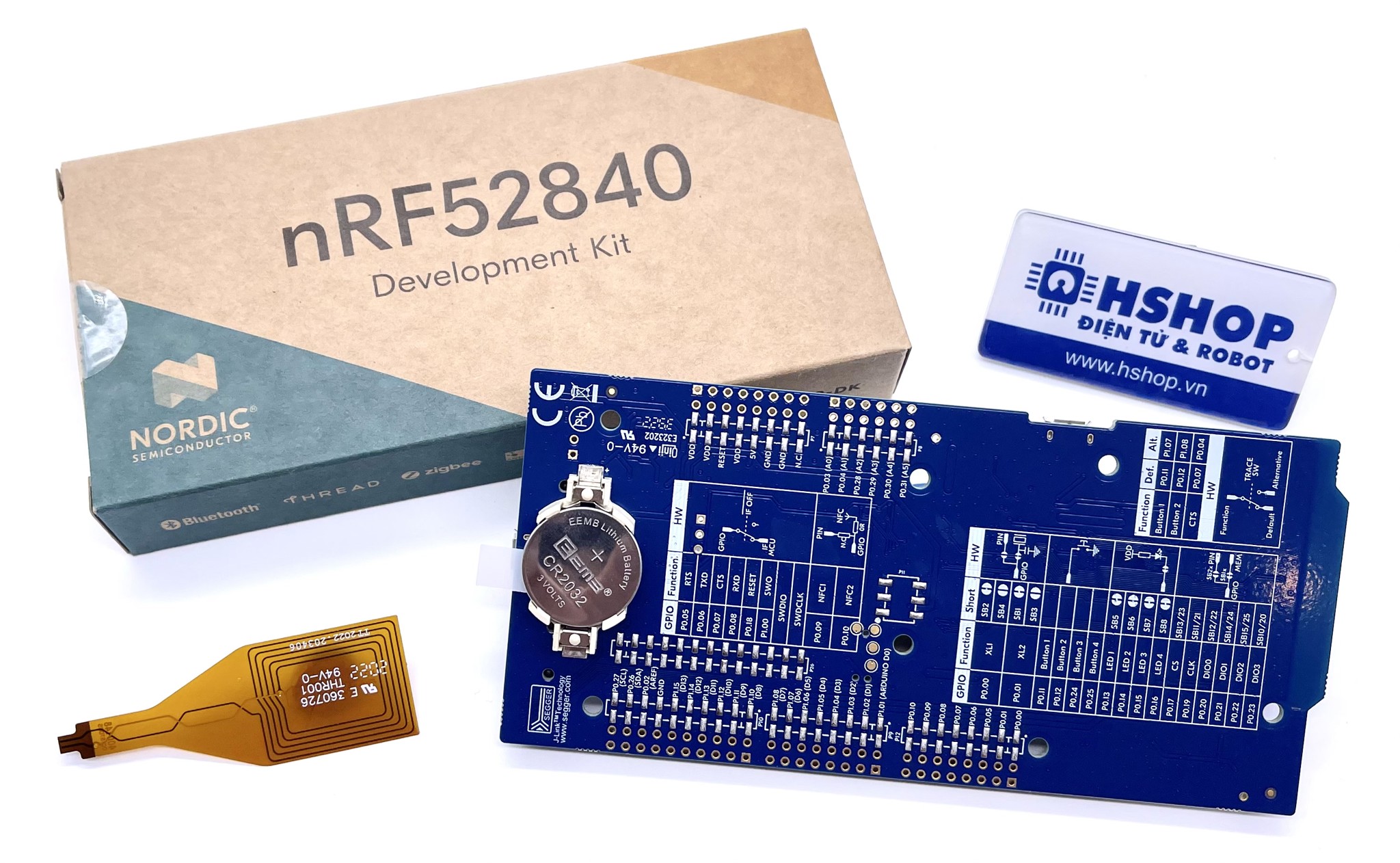 Mạch nRF52840 DK, Bluetooth Low Energy, Bluetooth mesh, NFC, Thread and Zigbee development kit for the nRF52840 SoC