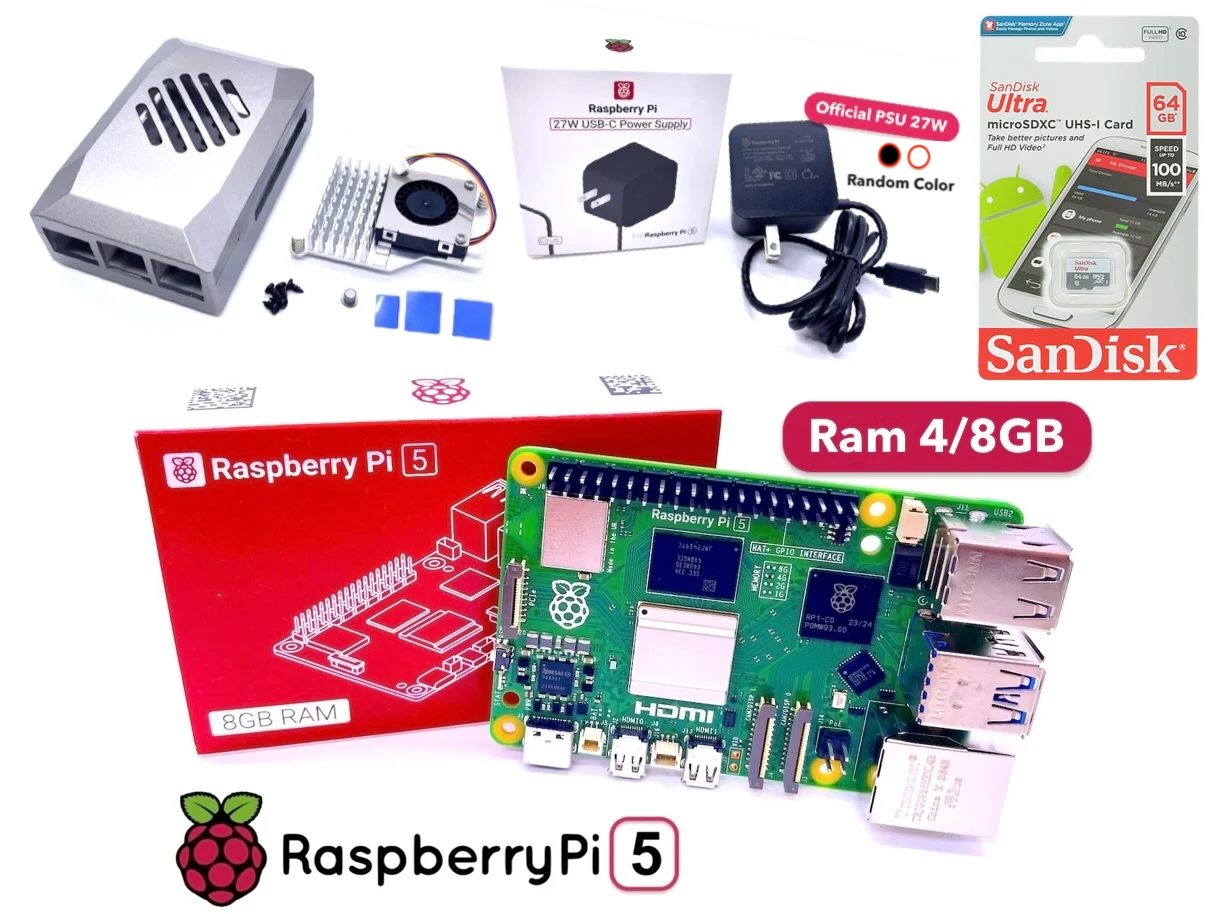 Combo Raspberry Pi 5 RAM 4/8GB nguồn chính hãng