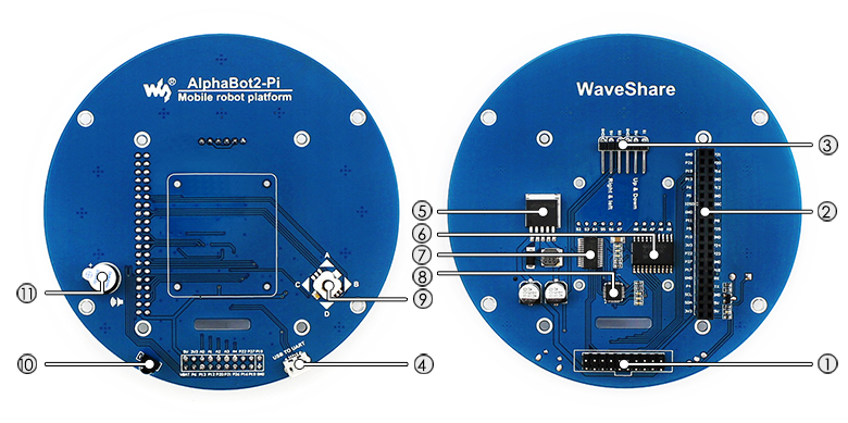 AlphaBot2 robot building kit for Raspberry Pi 3B/3B+/4B