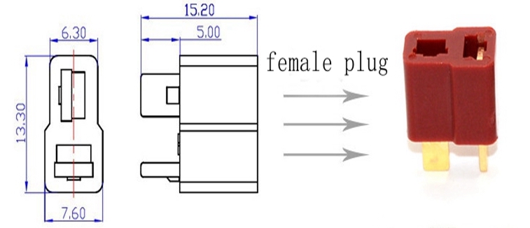 Giắc Pin LiPo Battery Nylon T-Connector Female