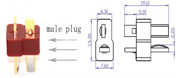 Giắc Pin LiPo Battery Nylon T-Connector Male