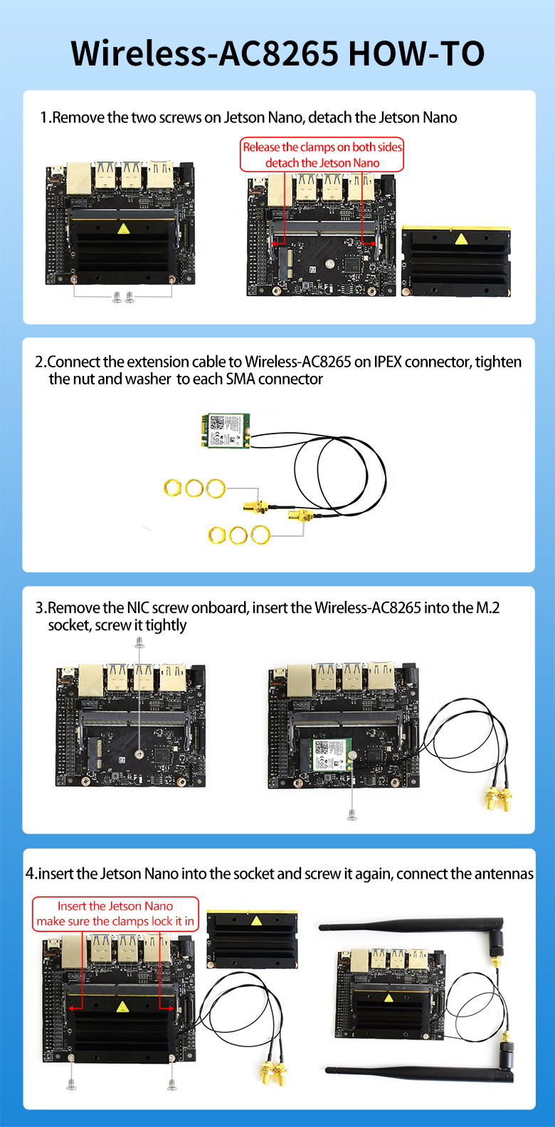 Mạch AC8265 Wireless NIC for Jetson Nano, WiFi  Bluetooth