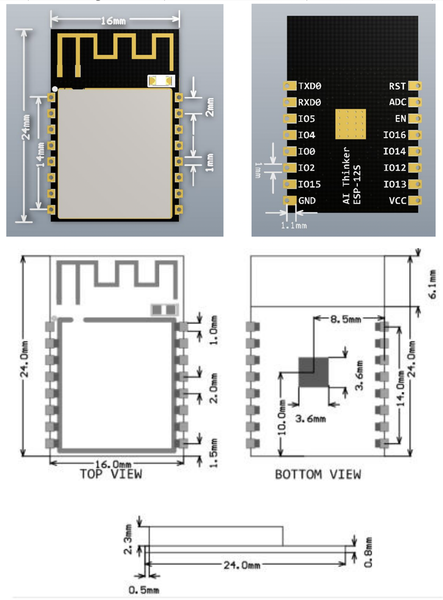 Mạch thu phát Wifi SoC ESP8266 ESP-12S Ai-Thinker