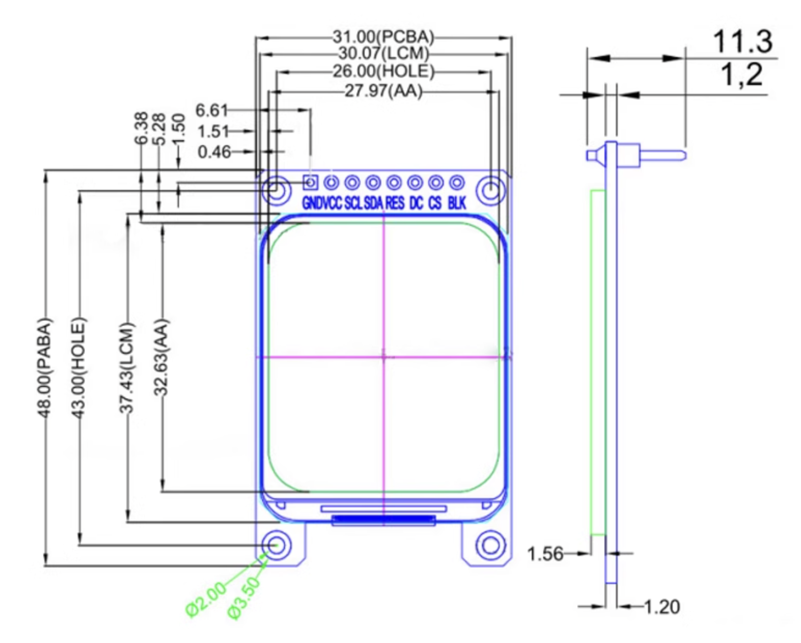 Màn hình LCD TFT IPS 1.69 Inch Rounded Corners ST7789V2 SPI Interface