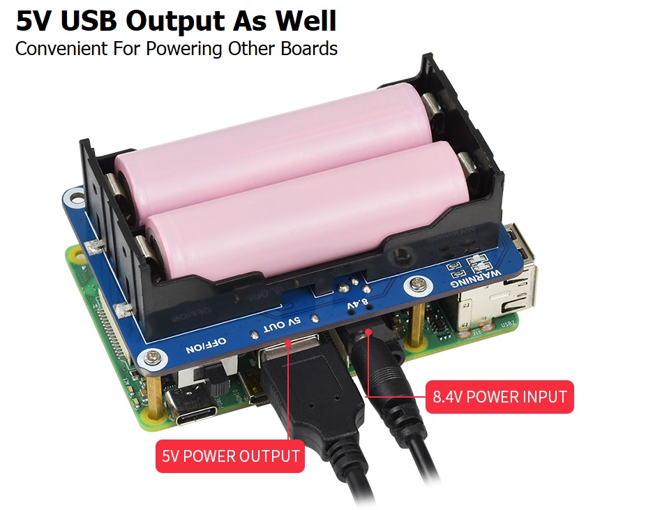 Mạch Waveshare Uninterruptible Power Supply UPS HAT For Raspberry Pi