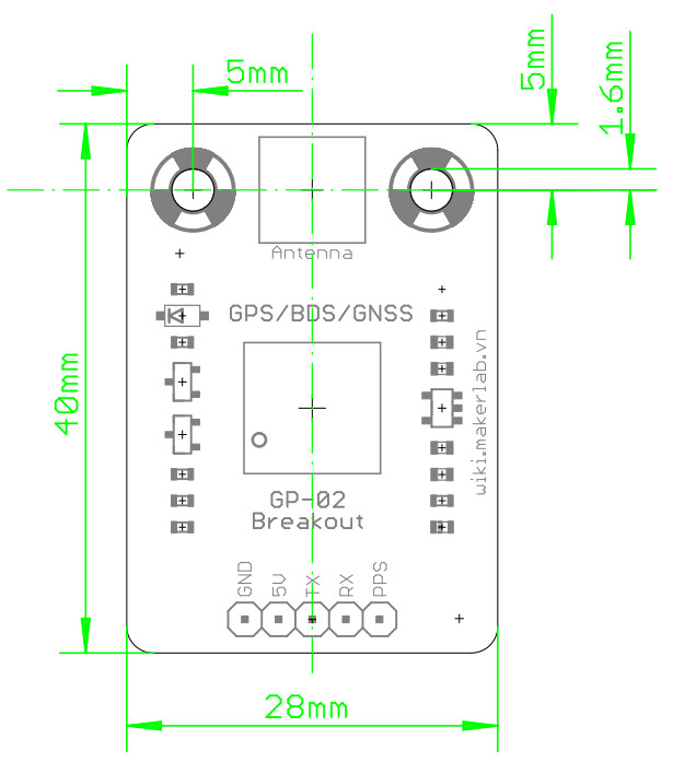 Mạch định vị GPS BDS GNSS GP-02 Module Ai-Thinker Breakout