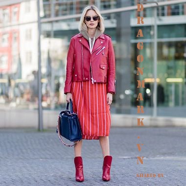 áo khoác da nữ biker màu đỏ cá tính áo khoác da nữ biker màu đỏ cá tính