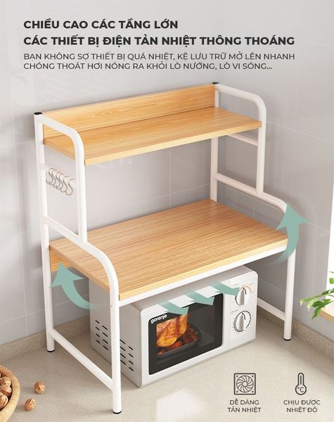 Kệ Đa Năng 3 Tầng Khung Trắng Vân Gỗ - GM140 - Nội Thất IGA Việt Nam