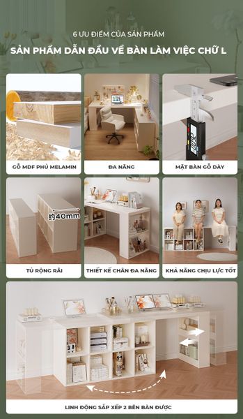 Bàn Làm Việc Đa Năng Tích Hợp Tủ Đựng Đồ Kèm Kệ Sách - GP368 - Nội Thất IGA Việt Nam