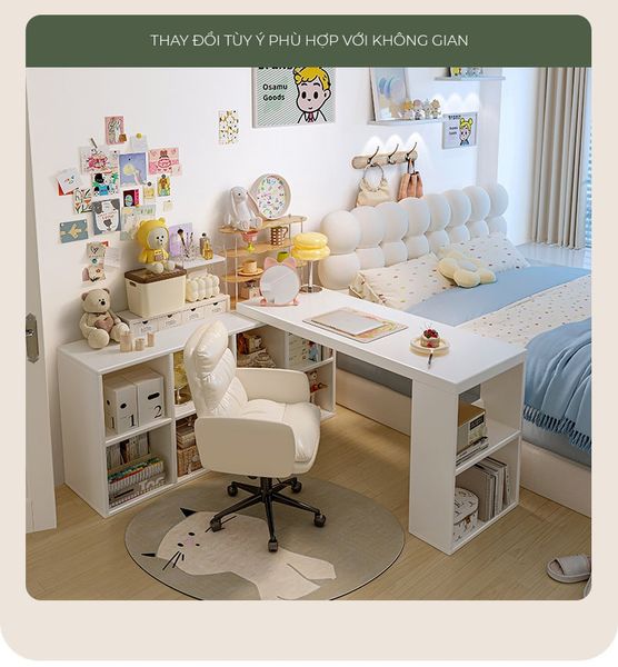 Bàn Làm Việc Đa Năng Tích Hợp Tủ Đựng Đồ Kèm Kệ Sách - GP368 - Nội Thất IGA Việt Nam