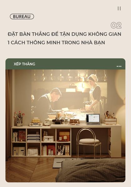 Bàn Làm Việc Đa Năng Tích Hợp Tủ Đựng Đồ Kèm Kệ Sách - GP368 - Nội Thất IGA Việt Nam