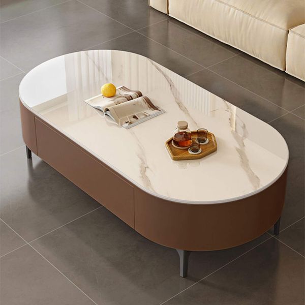 Bàn trà sofa TC bọc da chân sắt vân đá