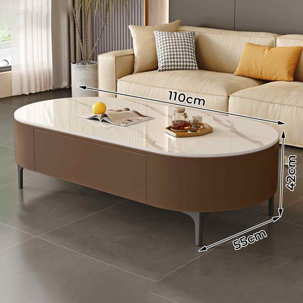 Bàn trà sofa TC bọc da chân sắt vân đá