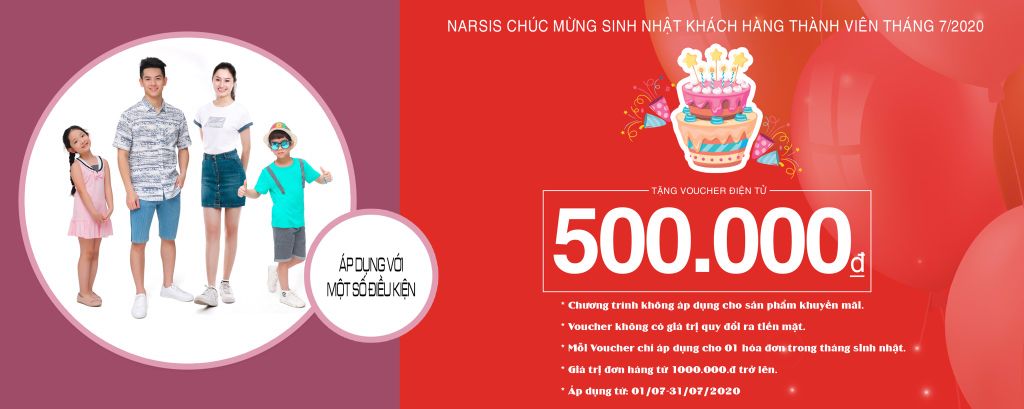 CHƯƠNG TRÌNH TRI ÂN KHÁCH HÀNG SINH NHẬT TRONG THÁNG 07.2020 TẠI NARSIS