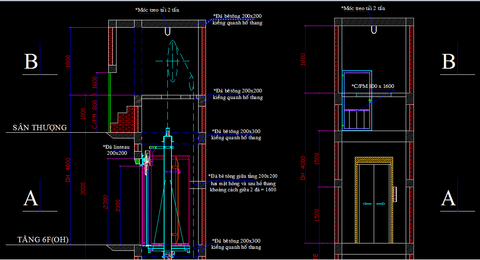 Thiết kế kỹ thuật thang máy gia đình 6 tầng 300-400kg