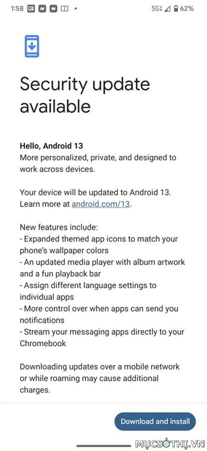 Google gây bất ngờ cho người dùng Pixel nâng cấp lên phiên bản Android 13 từ 15/8/22 - 09873.09873