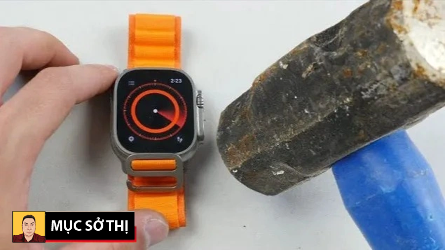 Bất ngờ mục sở thị cái kết sau khi lấy búa đập Apple Watch Ultra để thử độ bền