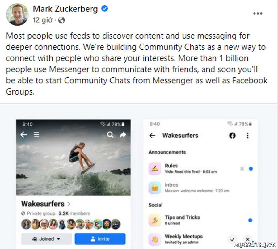 Facebook phát triển tính năng nhóm chat dành cho cộng đồng có chung sở thích trên messenger - 09873.09873