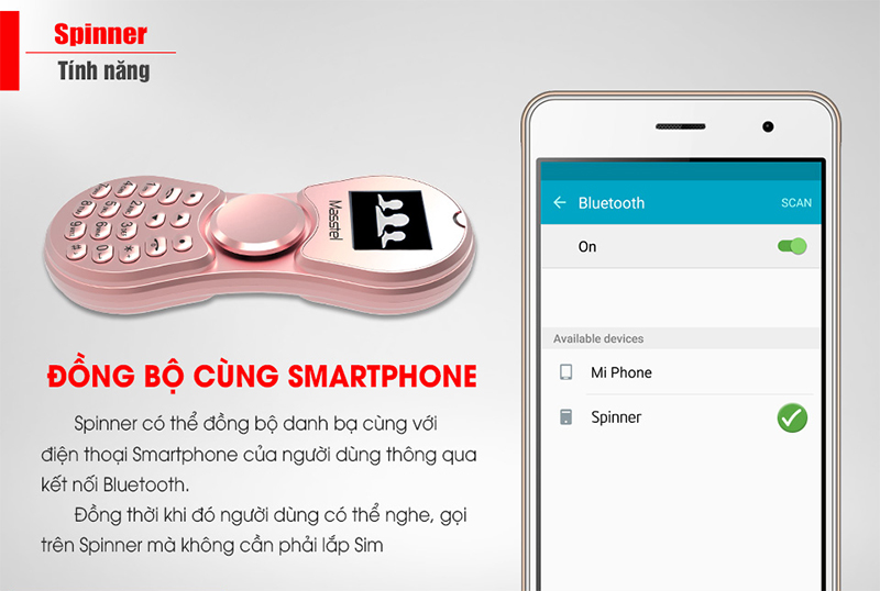 smartphonestore.vn - bán lẻ giá sỉ, online giá tốt điện thoại bluetooth Masstel Spinner giảm stress chính hãng - 09175.09195